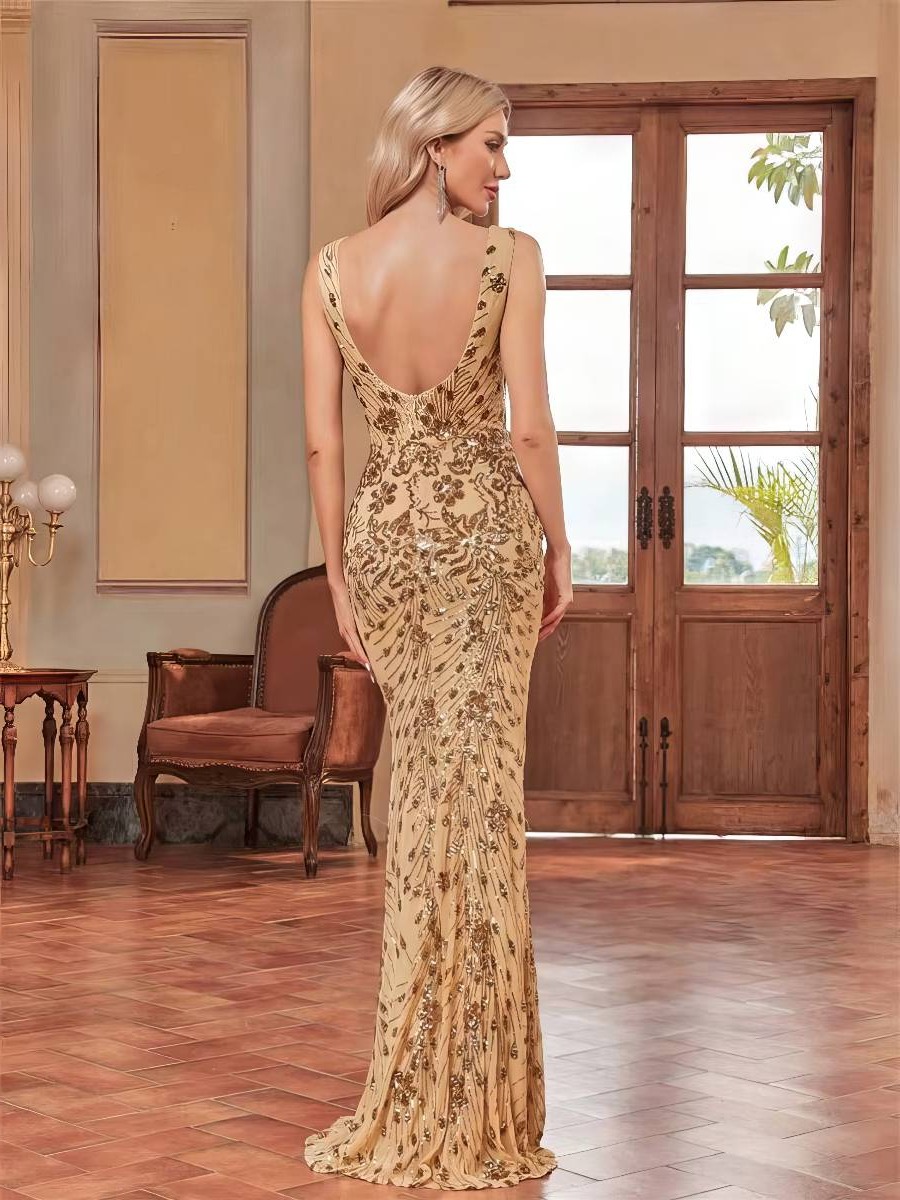 Élégance baroque robe gala dorée