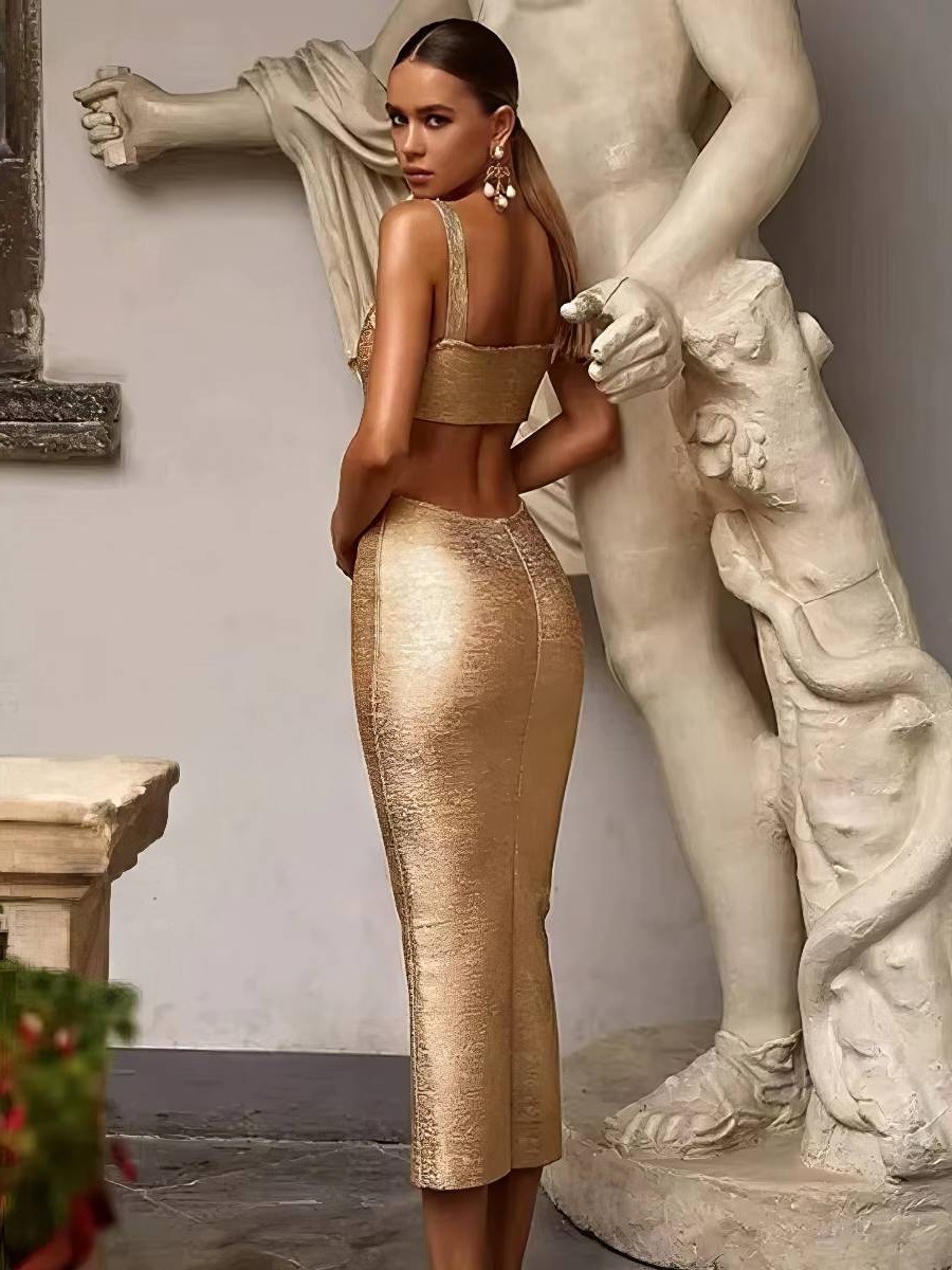 Robe moulante dorée pour un look de fête