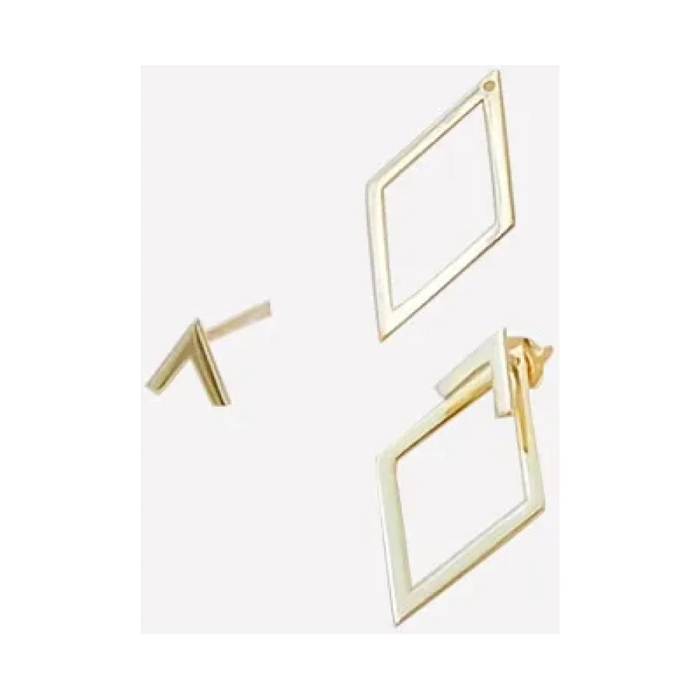 Boucles d'oreilles dorées géométriques devant-derrière démontées