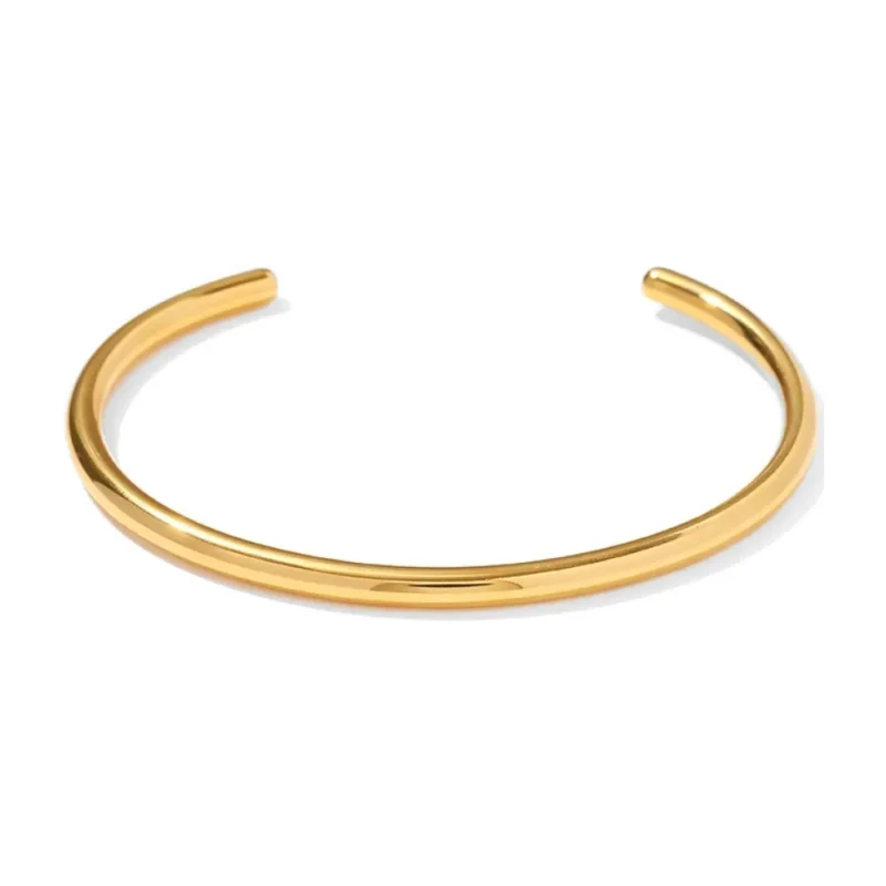 Bracelet manchette dorée ouverte fine en acier inoxydable