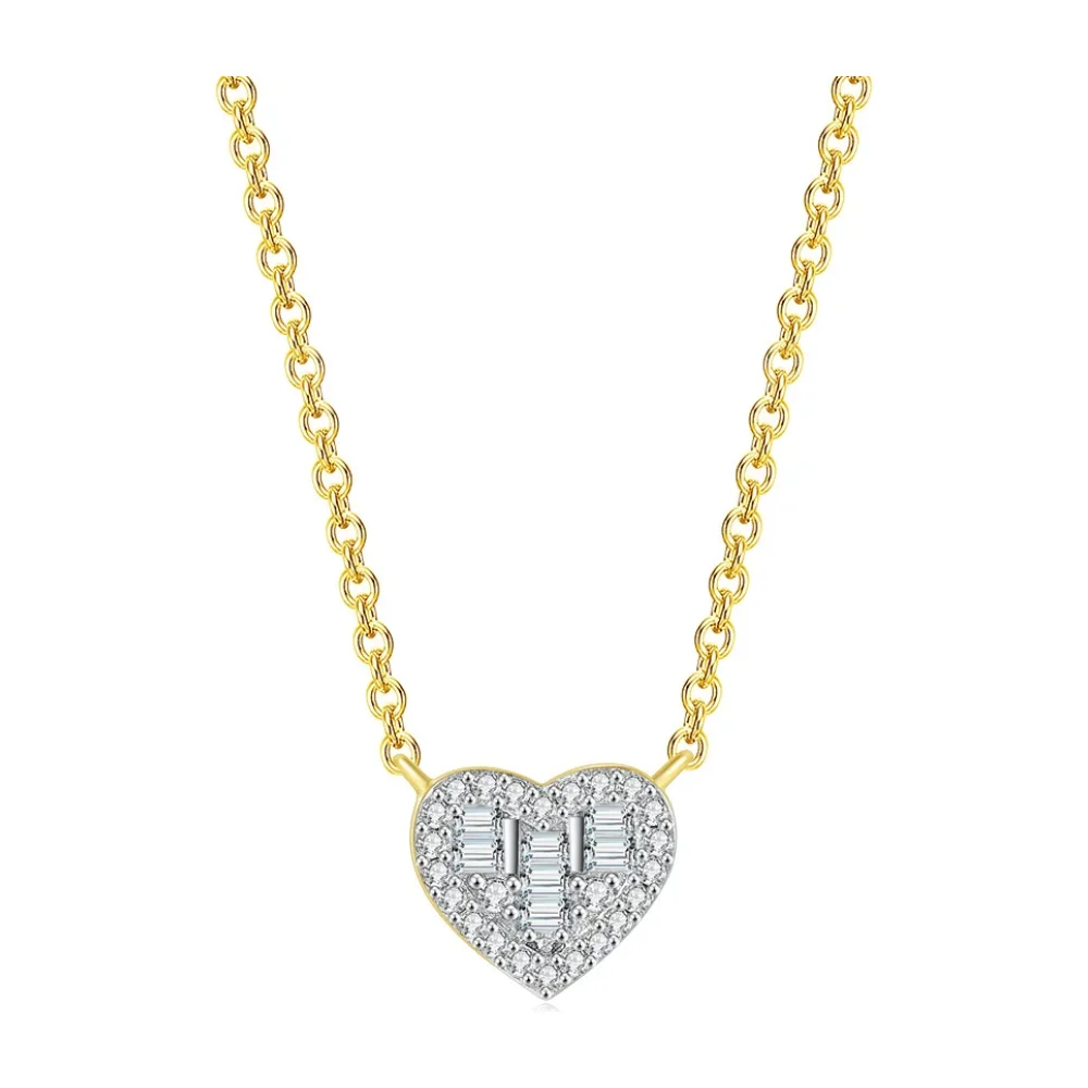 Collier doré à pendentif cœur en cristal