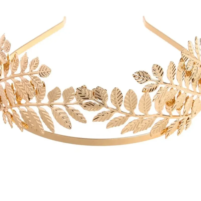 Serre-tête couronne de feuilles dorées style romain