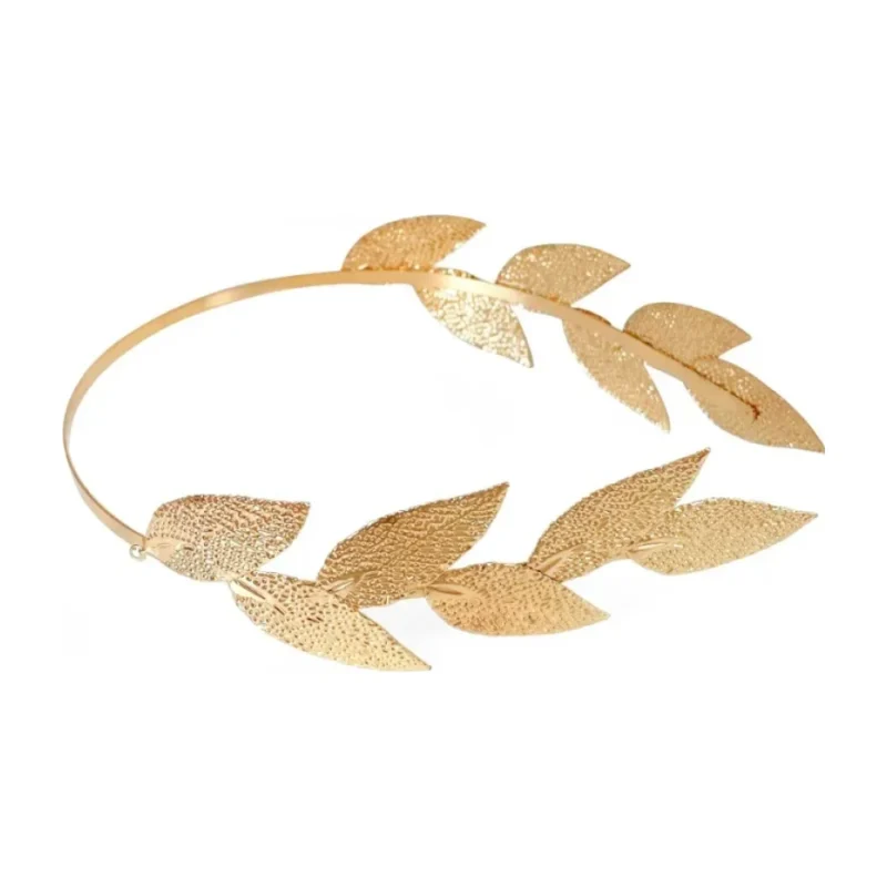 Couronne de laurier dorée à grandes feuilles style grec