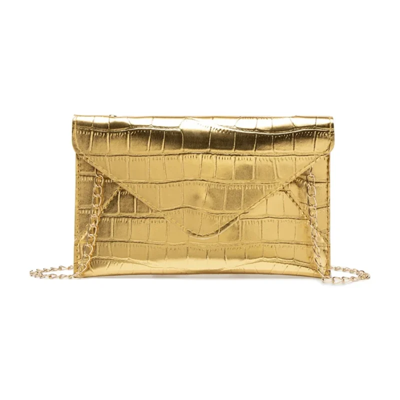 Pochette enveloppe dorée effet croco
