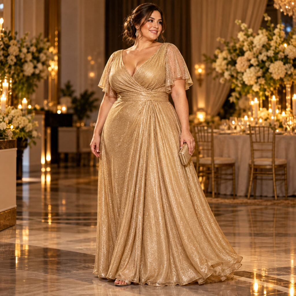 L'or à la mesure de toutes les silhouettes : histoire de la robe dorée grande taille